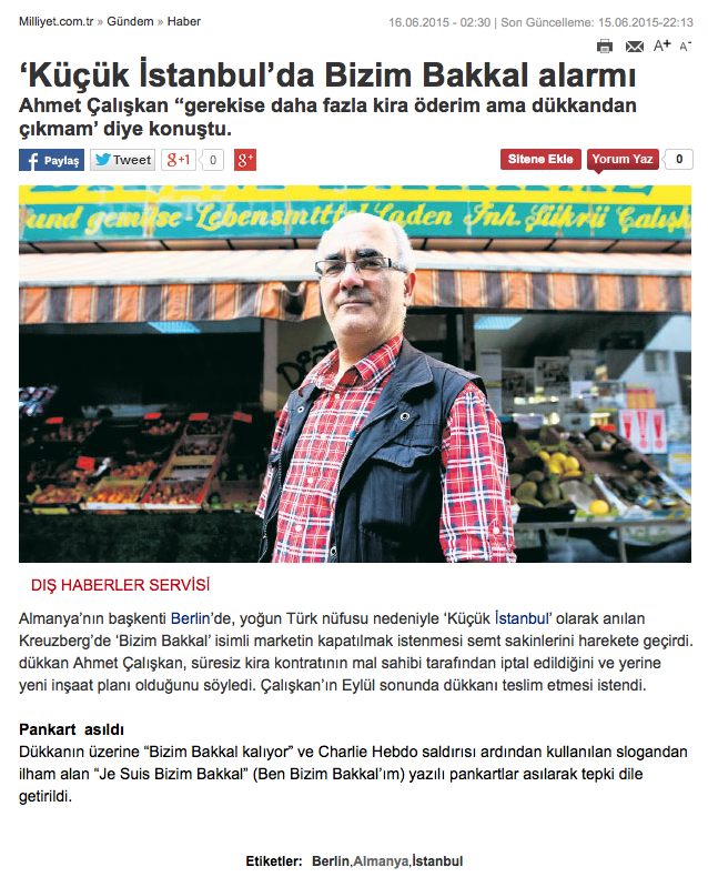 Screenshot der Online-Ausgabe von "Milliyet" (türkische Tageszeitung)