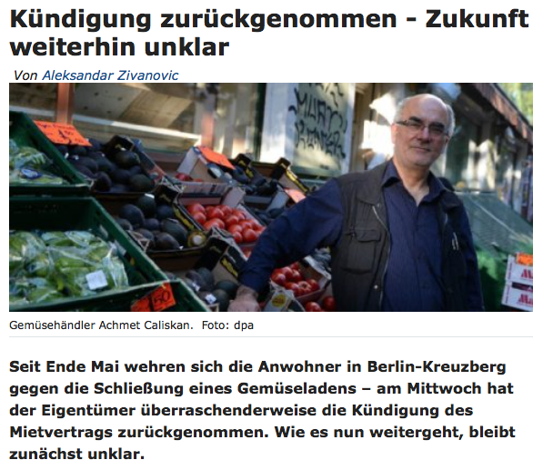 Screenshot aus dem Online-Auftritt der Berliner Zeitung